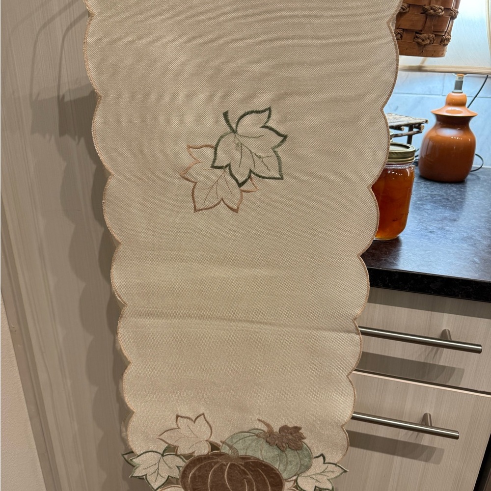 Embroidered Fall Table Runner - Harvest Decor - Autumn Thanksgiving Centerpiece